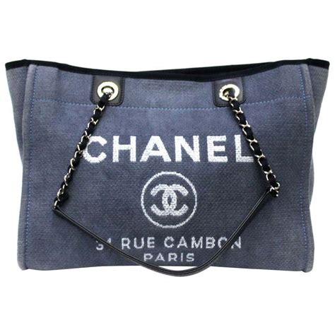 chanel blue fabric bag.